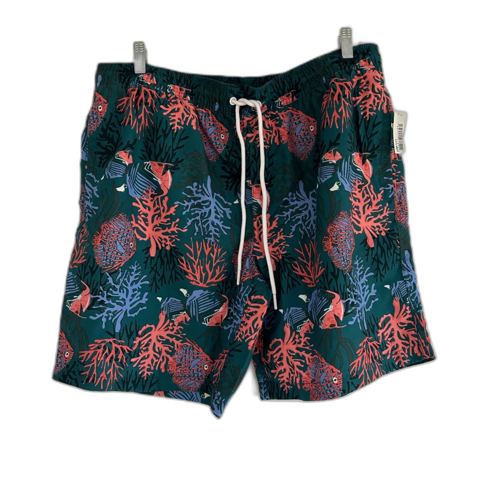 Amazon Essentials Mens 9 Quick-Dry Swim Trunk Coral Orange Green Size XL New